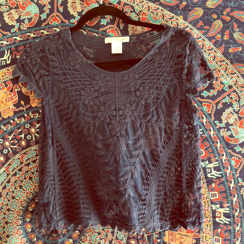 Navy blue laced top